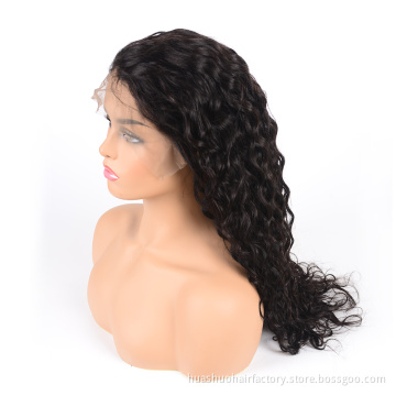 Bleached Knots Raw Unprocessed Remy Indian Temple Hair Water Wave Full Lace Wig With Baby Hair